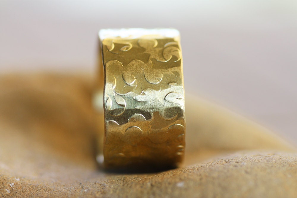 Brass Hammered Band Ring, Gold Plated, Custom Made