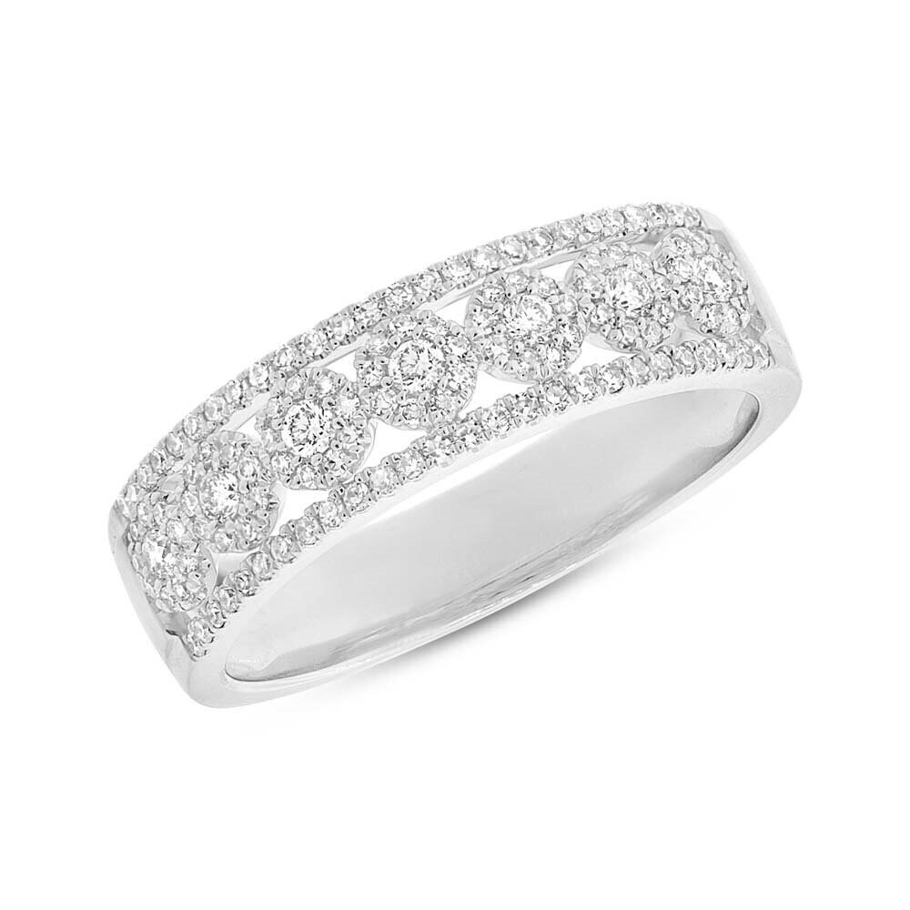 14K White Gold Ornate Diamond Wedding Anniversary Band #1708