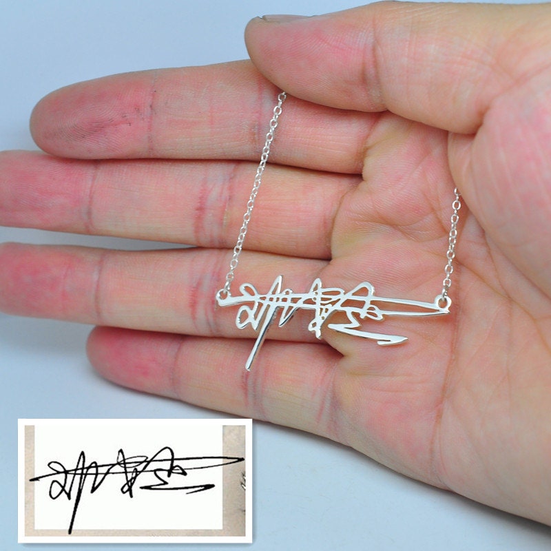 sterling Silver Signature Necklace, Name Personalized Handwriting Nameplate Pendent, Bridesmaid Jewelry, Christmas Gift