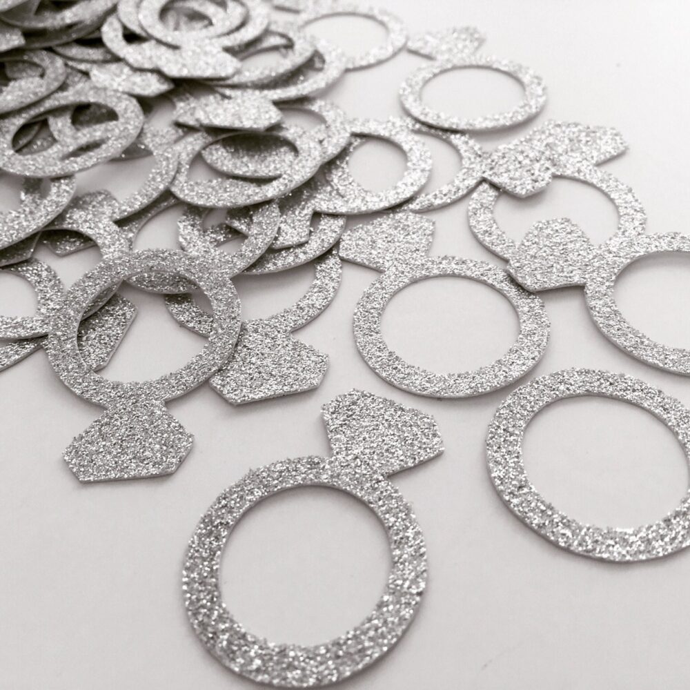 Glitter Diamond Ring Confetti Bridal Shower & Bachelorette Party Decor | 75 Ct