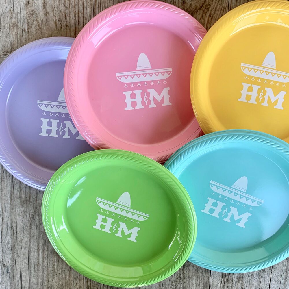 Personalized Plates, Disposable, Plastic, Monogrammed, Custom, Fiesta, Baby, Holiday, Thanksgiving, Christmas, Hanukkah, Wedding, Birthday