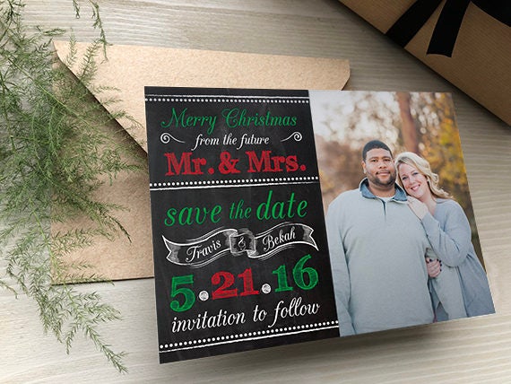 Merry Christmas Save The Dates Holiday Date Wedding Card