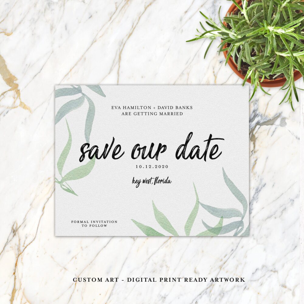 Tropical Elegance Watercolor Save The Date Download