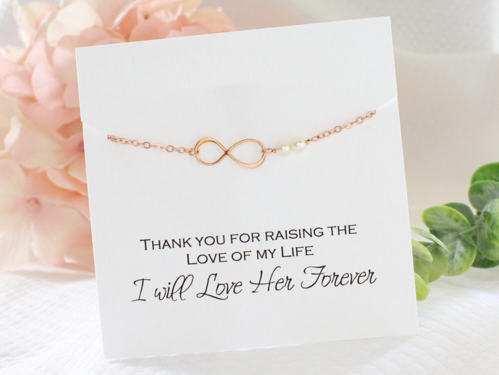 Mother Of The Bride Gift On Wedding Day From Groom To Thank You For Mom Infinity Bracelet in Law Jewelry