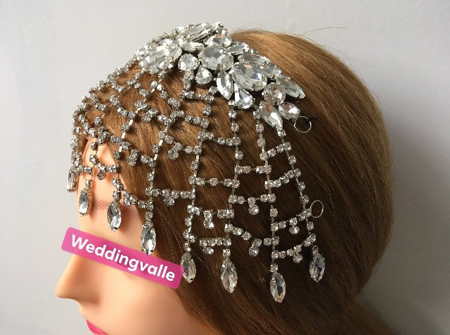 Victorian Tiara, Wedding Bridal Jewelry Headband, Rhinestone Crystal Crown, Hair Comb Headpiece, Dimante Tiara