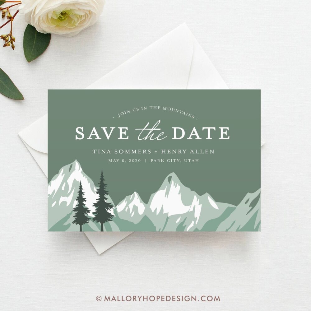 Printed Mountain Wedding Save The Date Postcard Or Magnet