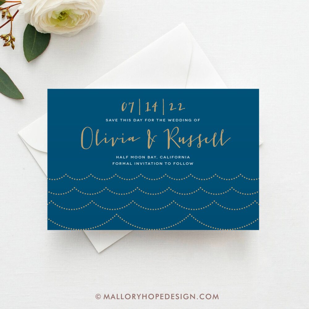 Ocean Wave Save The Date, Beach Wedding, Postcard Or Magnet