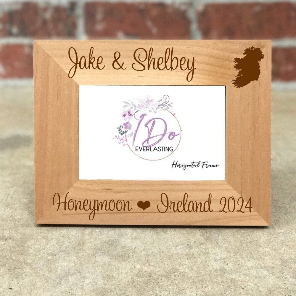 Personalized Ireland Honeymoon Picture Frame, Custom Newlywed Wedding Gift, Photo Frame