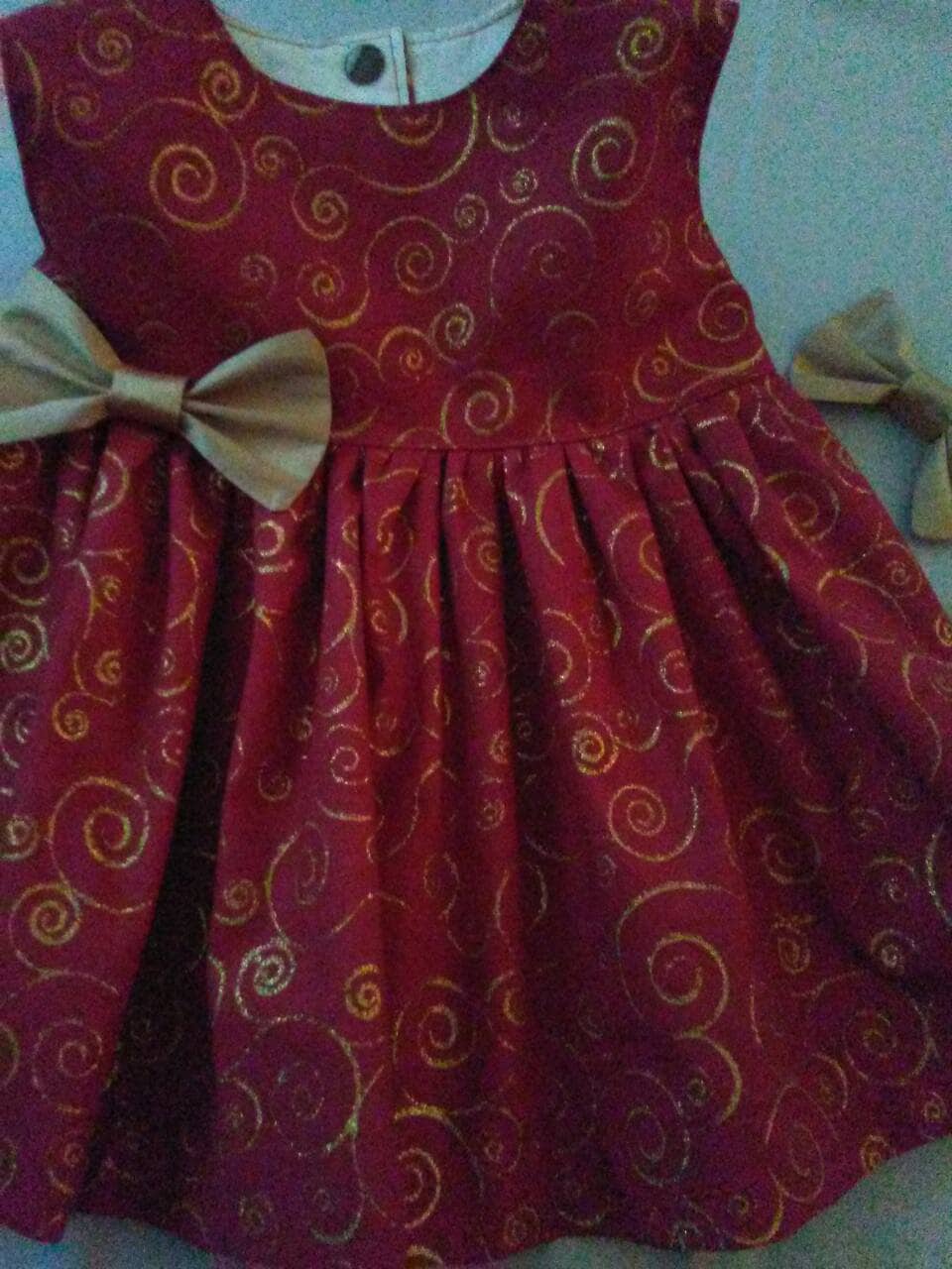 Christmas Dress Baby Toddler Girl Holiday Party Red Gold 6Mo To 4 Yr.old Sleeveless Or Flutter Babycutebaby.etsy.com