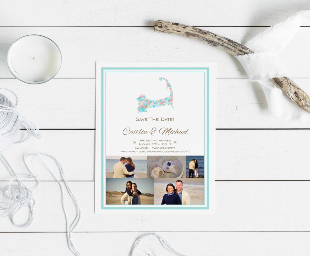 Cape Cod Save The Date, Coastal Wedding Photo Card