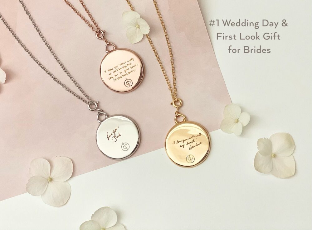 Personalized Locket Necklace | First Look & Wedding Day Gift For Bride From Groom Actual Handwriting Engraving Photo Printing Included