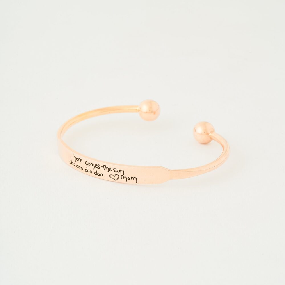 Actual Handwriting Bar Bangle - Cuff Signature Bracelet Engraved Mother Gift