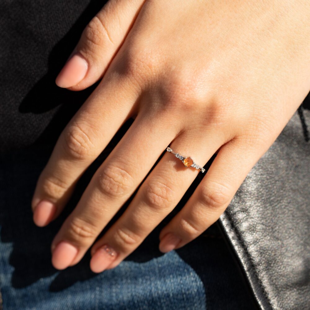 Unique Sunstone Silver Promise Ring For Her, Dainty Women Engagement Ring, Gemstone Anniversary Gift Her