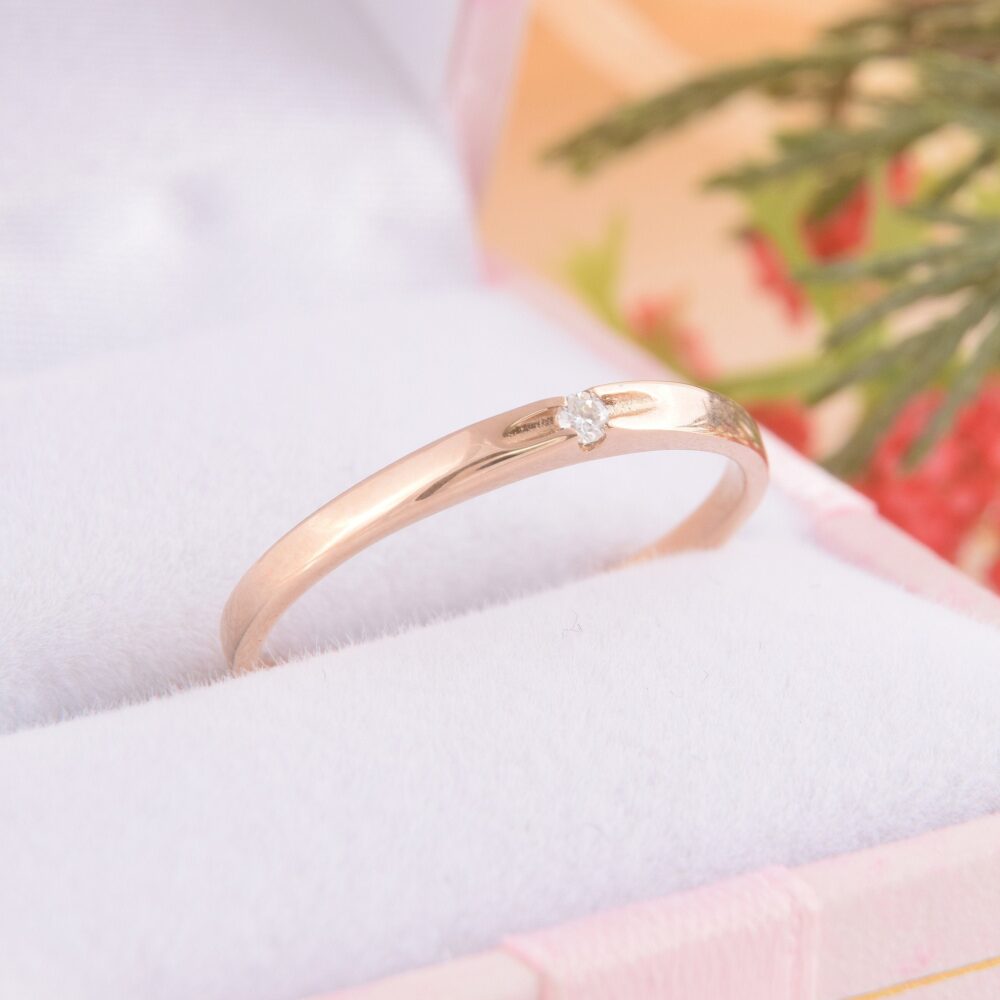 Rose Gold Womens Dainty Promise Ring, Small Ring For Womens, Simple Her, Delicate Gift