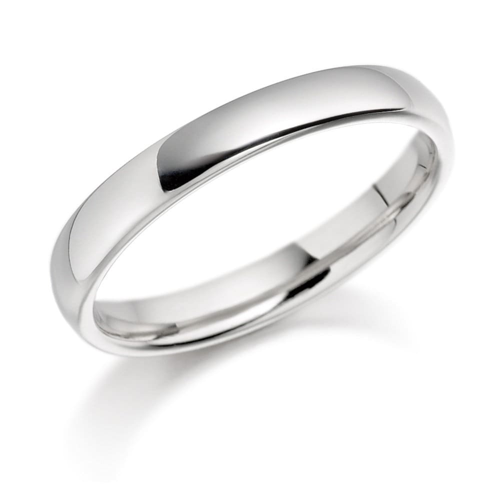 3mm 10K 14K 18K Solid White Gold Wedding Bands, Plain Dome Mens & Womens Rings, His Hers Bands, Polished, Comfort Fit