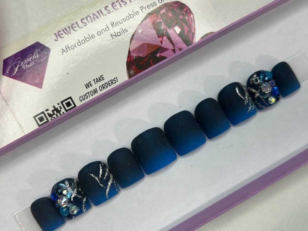Midnight Ombré & Swarovskis || Gel Nails + Overlay Hard Reusable Jewels