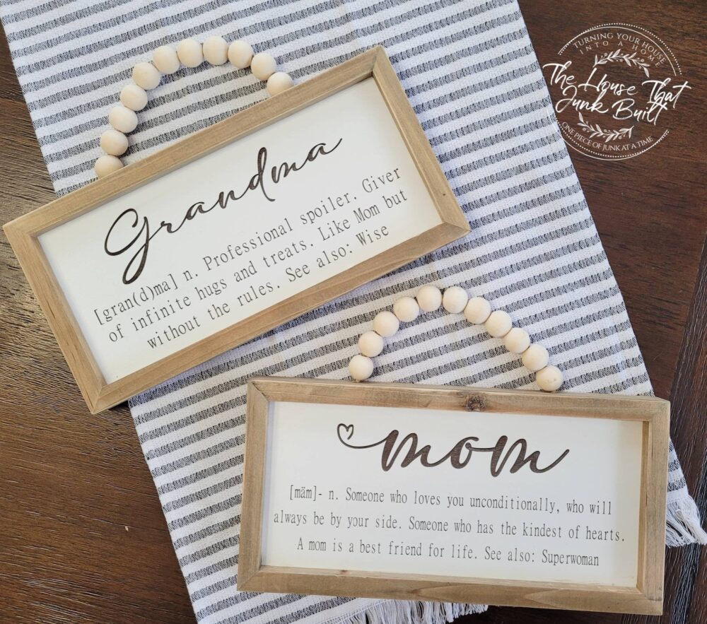 Mom Or Grandma Definition Sign - Boho Beaded Hanger Wall Decor, Rustic Mother's Day Gift, Farmhouse Style Sign, Gift For