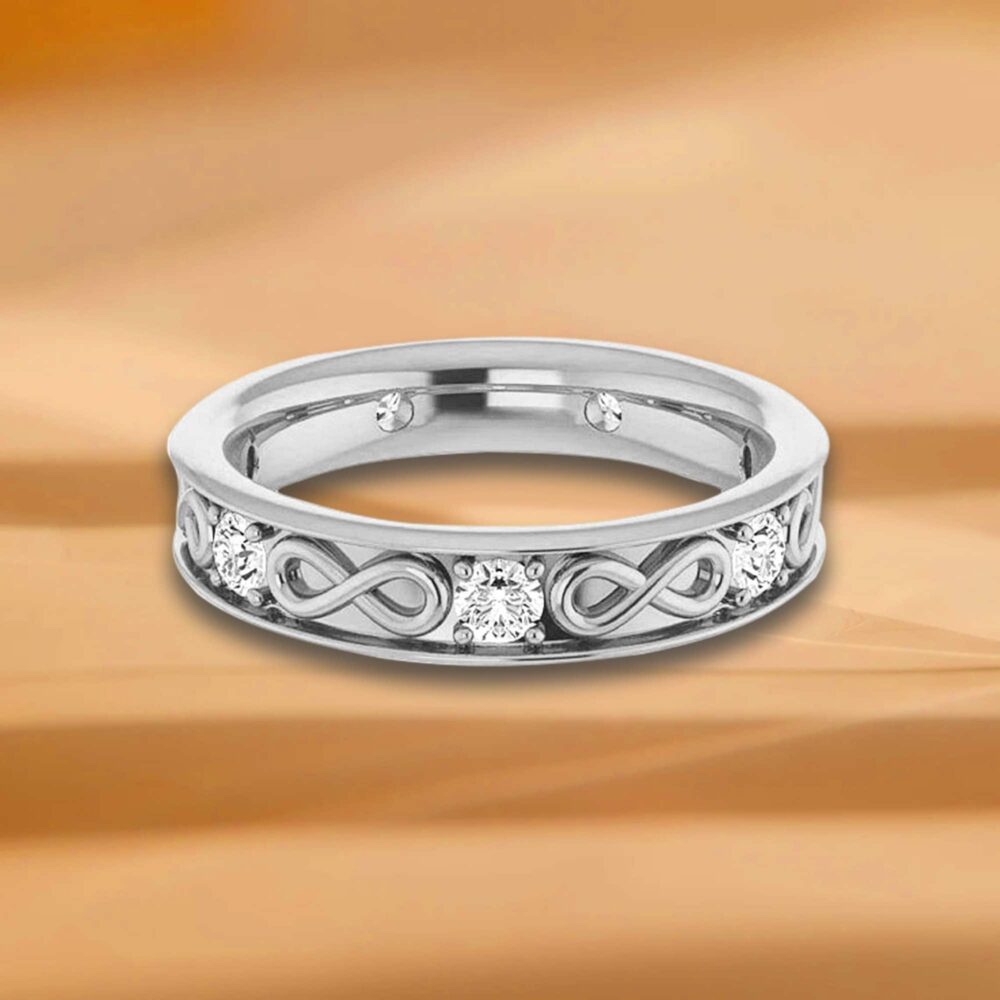 0.70 Ctw Round Diamond Infinity Design Men's Ring - 14K/18K White, Yellow, Rose Gold & Platinum 950, Natural Diamonds Band