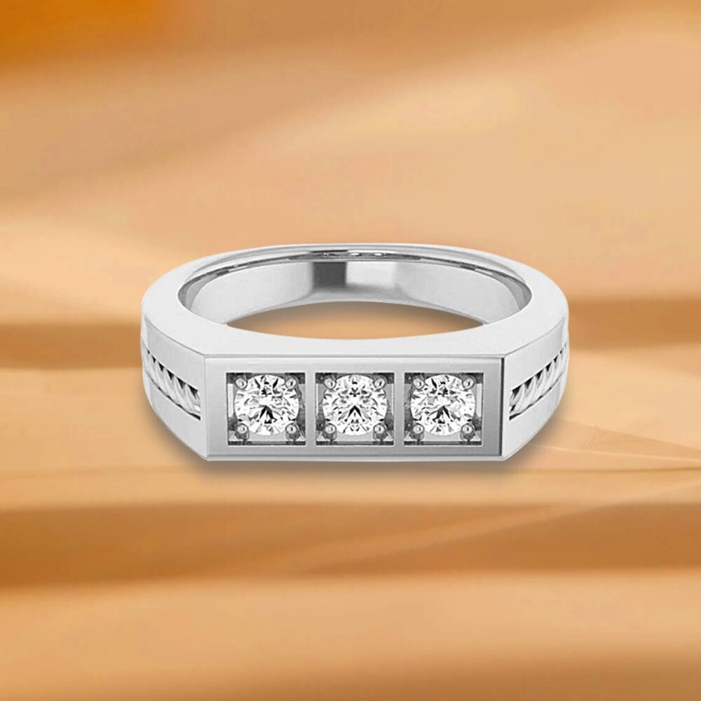 0.50 Ctw Round Diamond Rope Design Men's Ring - 14K/18K White, Yellow, Rose Gold & Platinum 950, Natural Diamonds Band