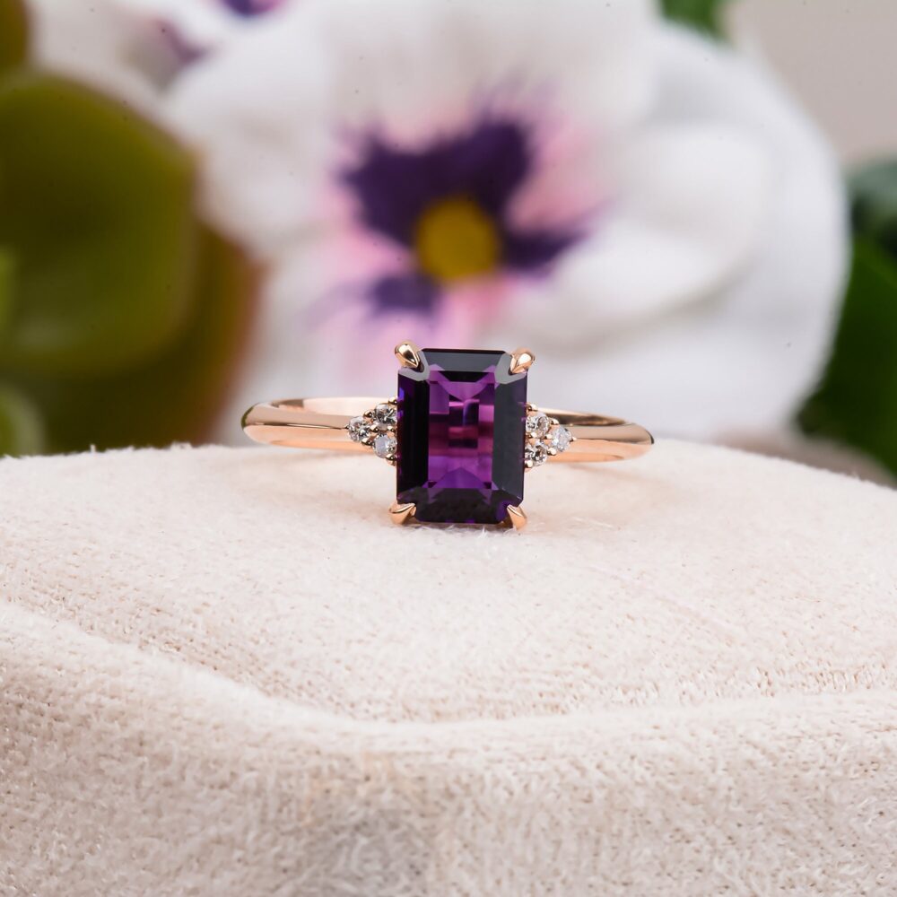 Amethyst Engagement Ring, Wedding Christmas Gift, Purple Ring