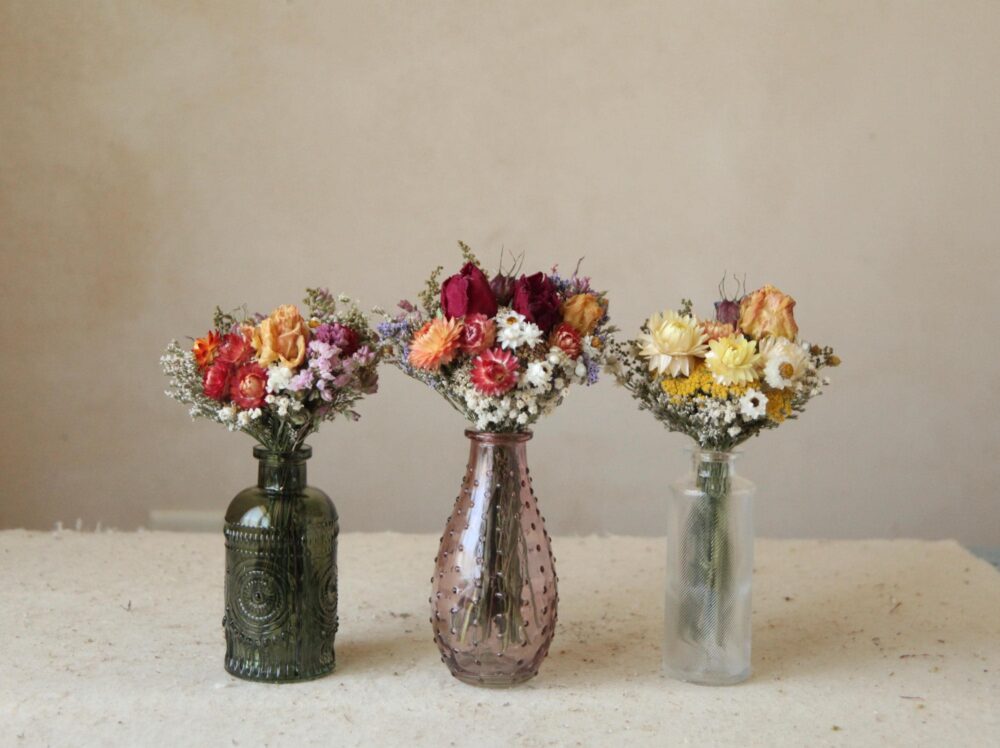 Dried Flower Bouquet With Bud Vase, Wildflower Meadow Mix, Seasonal Wedding & Table Decor