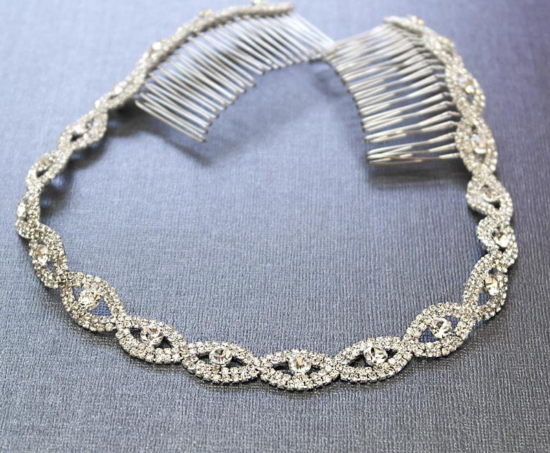 Rhinestone Bridal Headpiece, Silver Wedding Hair Comb Tiara