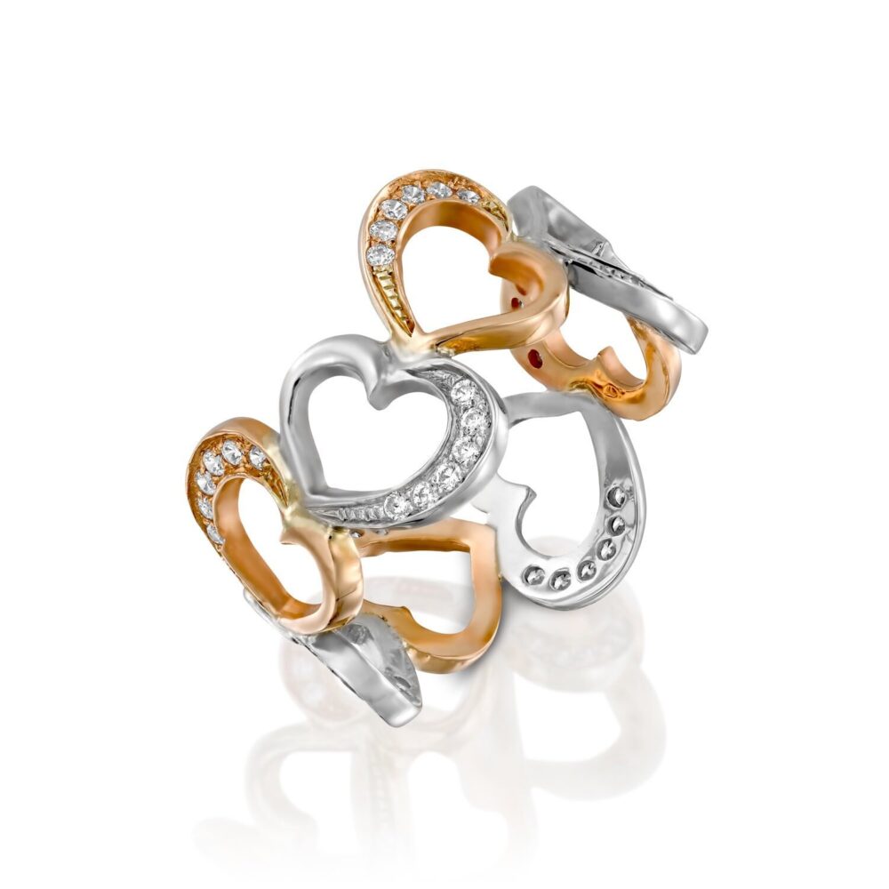 Two-Tone 14K Gold Diamond Heart Wedding Band