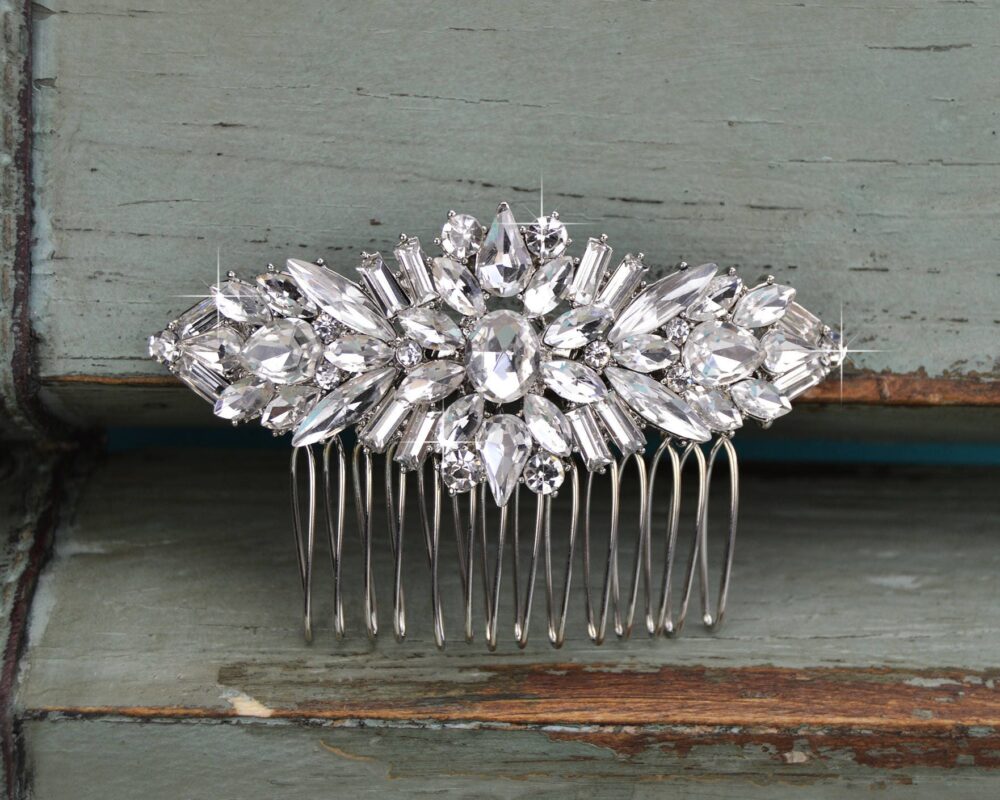 Clearance Small Crystal Wedding Hair Comb, Rhinestone Bridal Silver Headpiece, Vintage Side Comb Co-026
