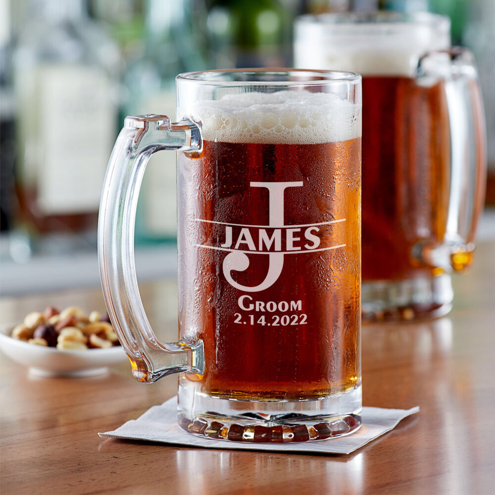 Personalized Wedding Beer Mug Laser Engraved 25 Oz Groomsmen Gift