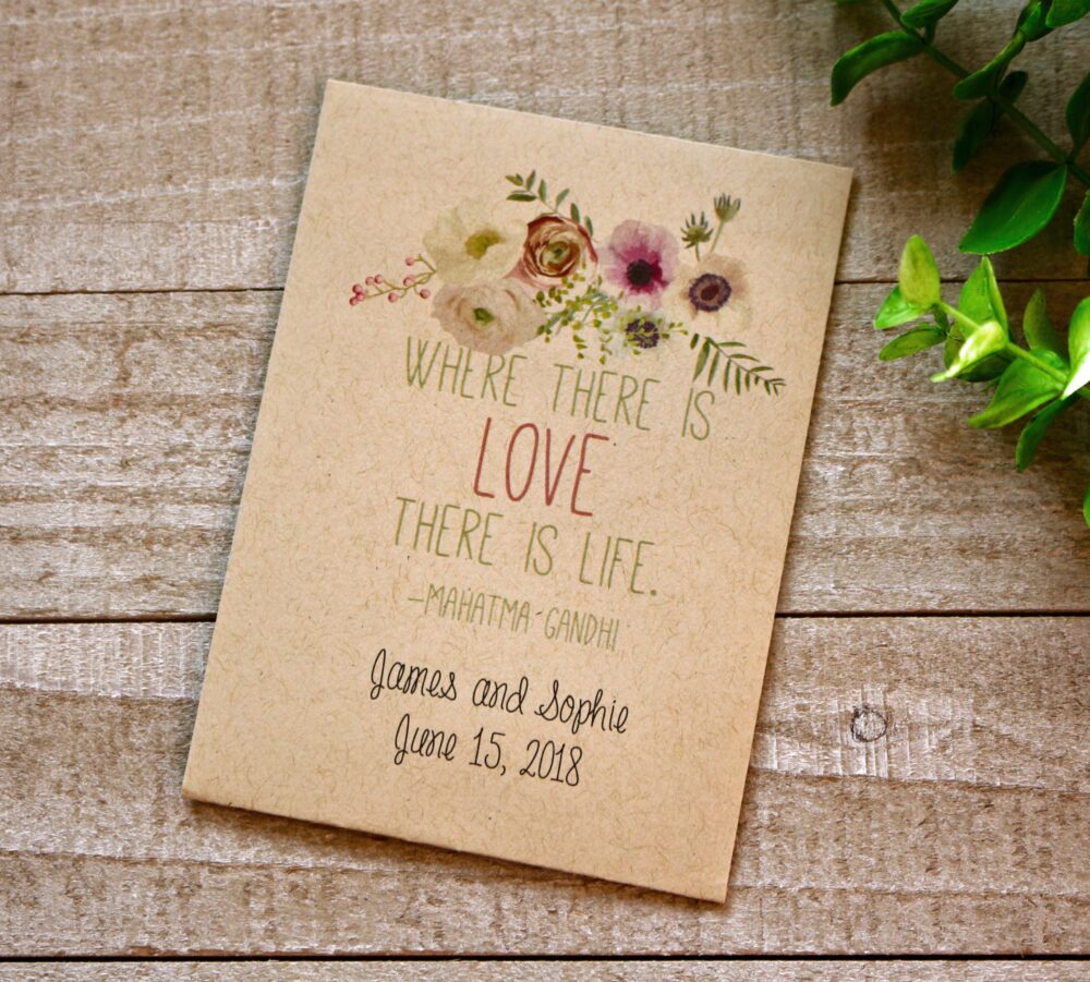 Floral Wedding Favor Seed Packet Personalized Wildflower Seeds