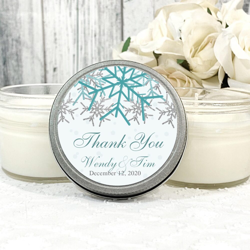 Snowflake Wedding Favors Winter Wonderland Scented Candle Set Of 12