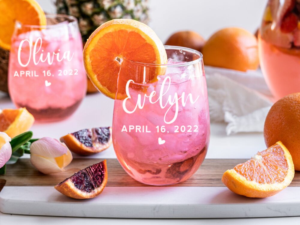 Personalized Bridesmaid Gift, Wedding Wine Glasses, Stemless Proposal, Bachelorette Party, Bridal Shower Gifts