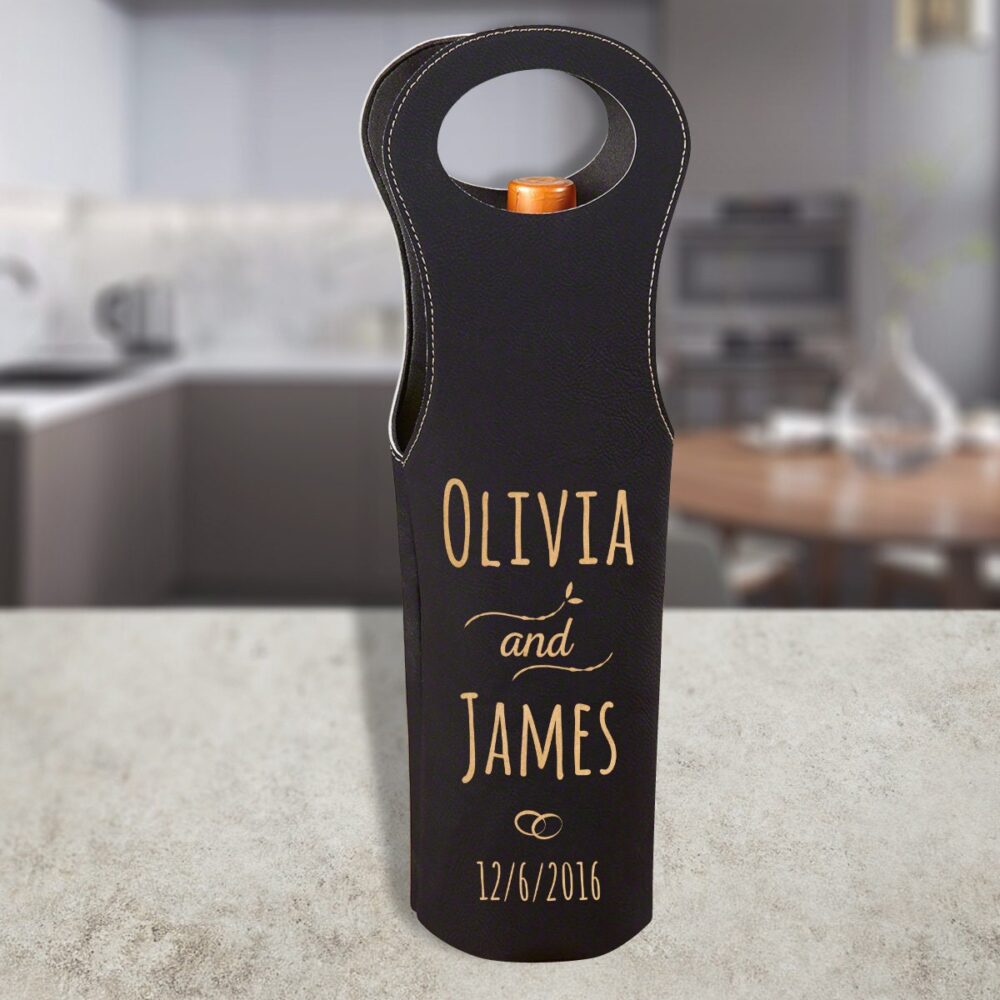 Personalized Wedding Wine Bags, Custom Leather Bag, Engraved Gift Customized Gifts, Favors