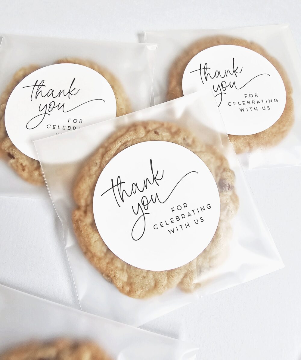 Wedding Cookie Favor Bags & Stickers, Empty Clear With Printed Labels, Diy