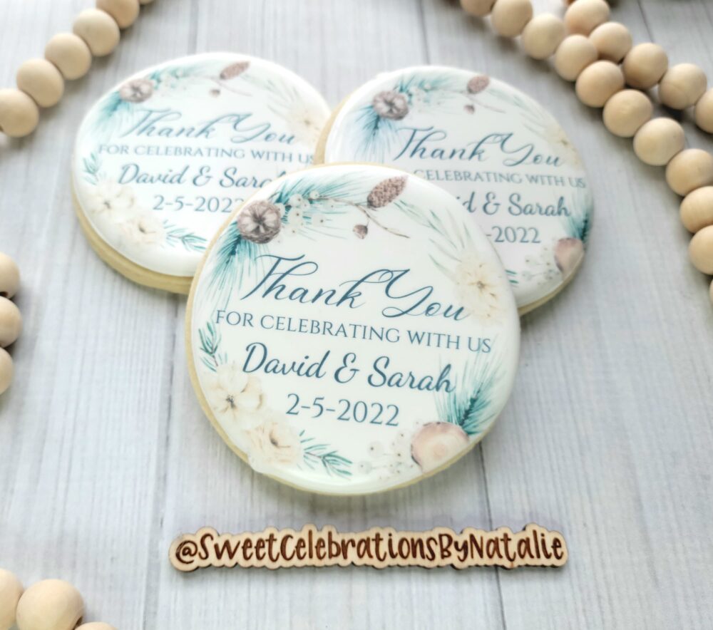Winter Wedding Cookies Custom Printed Cookie Favor
