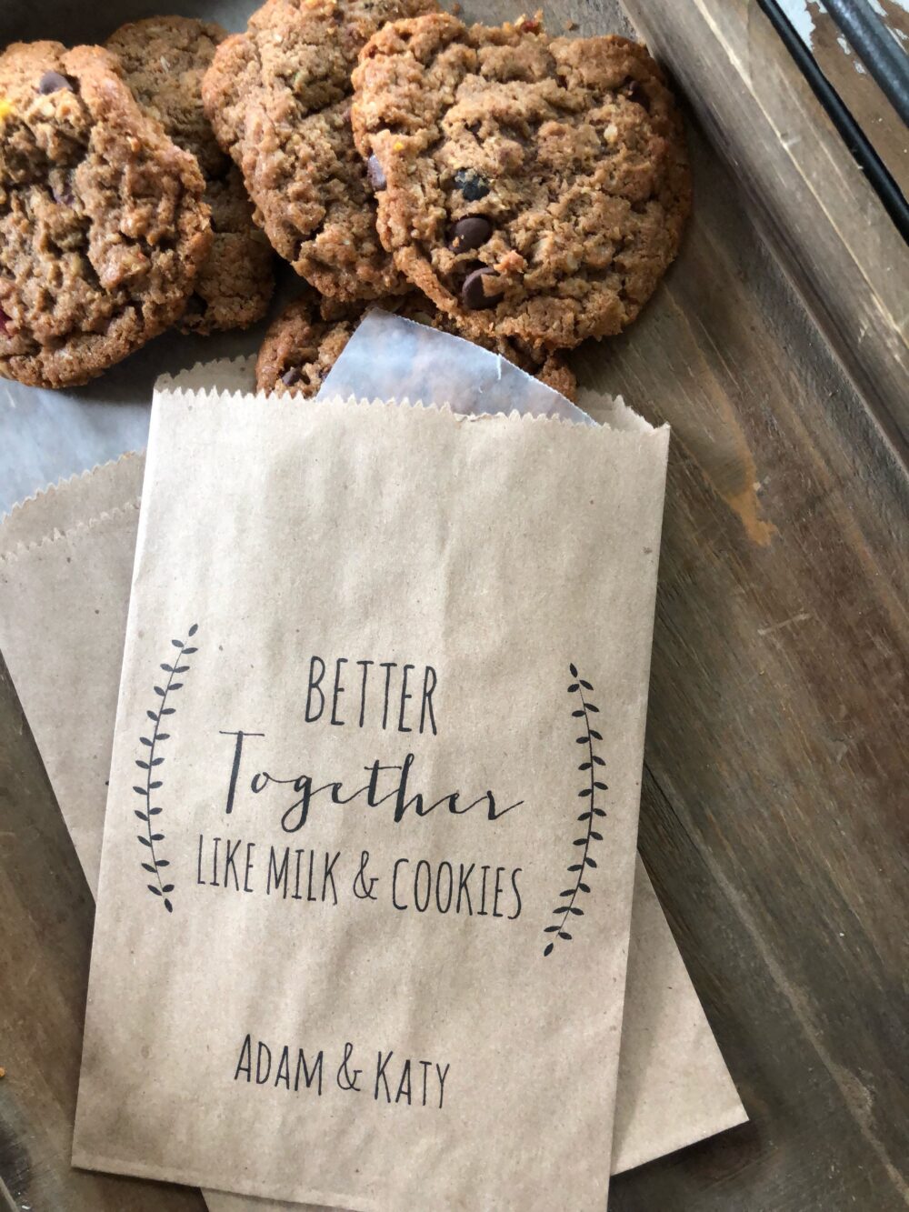 Rustic Wedding Cookie Bags Personalized Favor, Kraft Paper