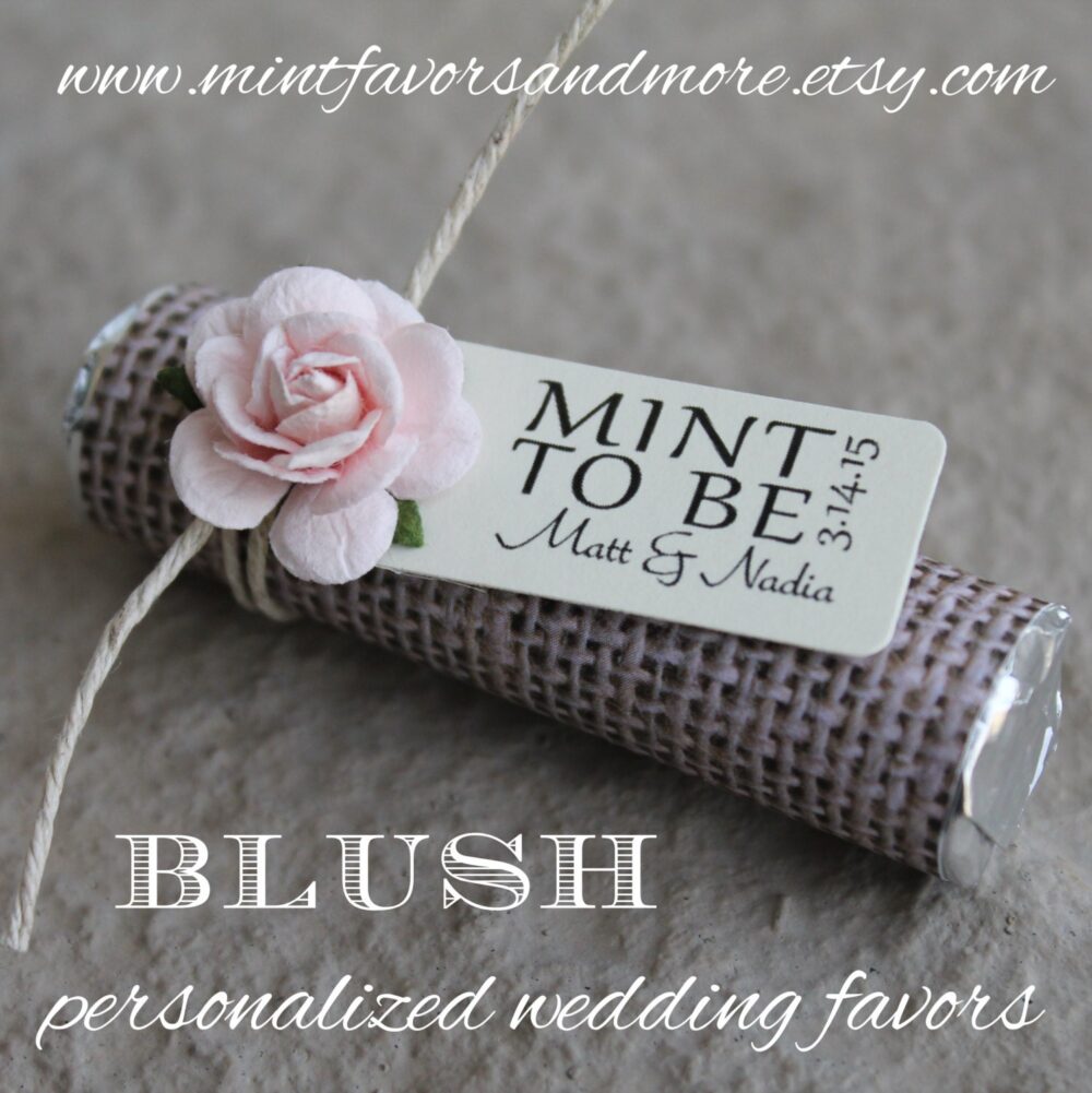 Personalized Mint Wedding Favors Burlap Rustic "Mint To Be" | Set Of 200