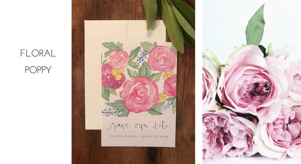 Floral Peony Bouquet Hand Painted Save The Date Deposit