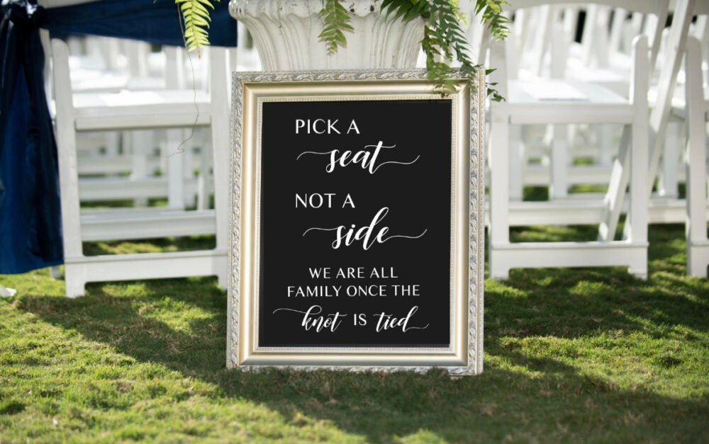 Wedding Sign /Personalized Couples Names & Dates/Mirror Decal /Wedding Ceremony Sign/ Pick A Seat Not Side Vinyl
