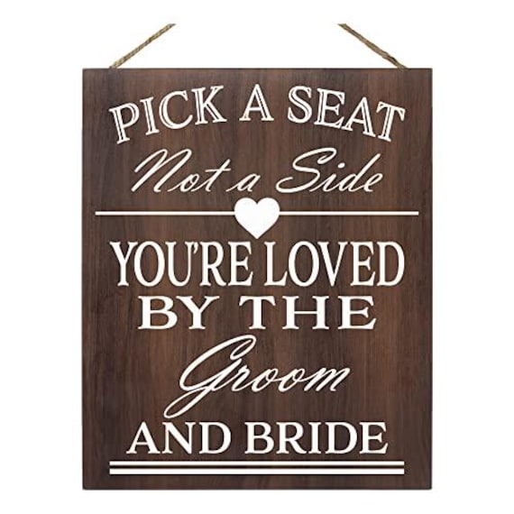 Modern Wood Wedding Sign Pick A Seat, Ceremony Decor