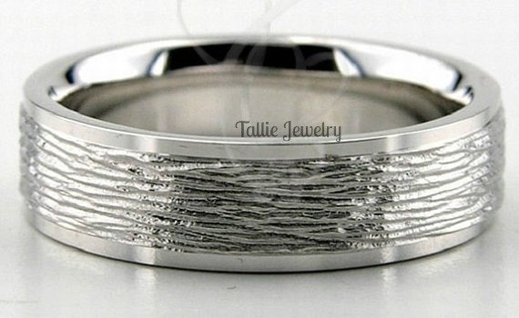 Mens Wedding Bands, Rings, 6mm 10K 14K 18K Solid White Gold Bands