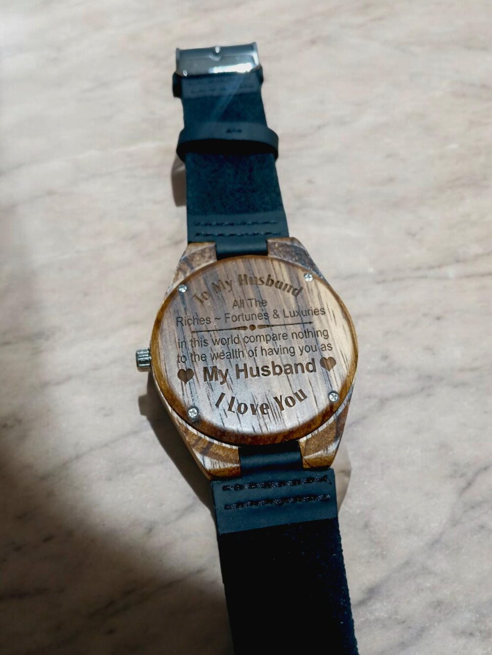 Anniversary Gift, Personalized Watch, Gift For Dad, To My Husband, Engraved Wooden Wedding Groom, From Bride