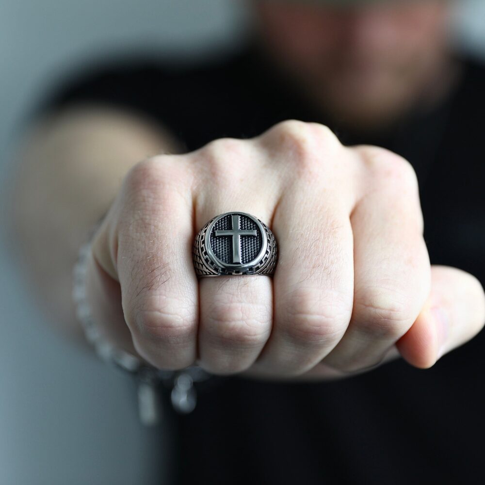 Cross Ring in Silver - Men's Band Stainless Steel Jewelry Rings For Men By Modern Out
