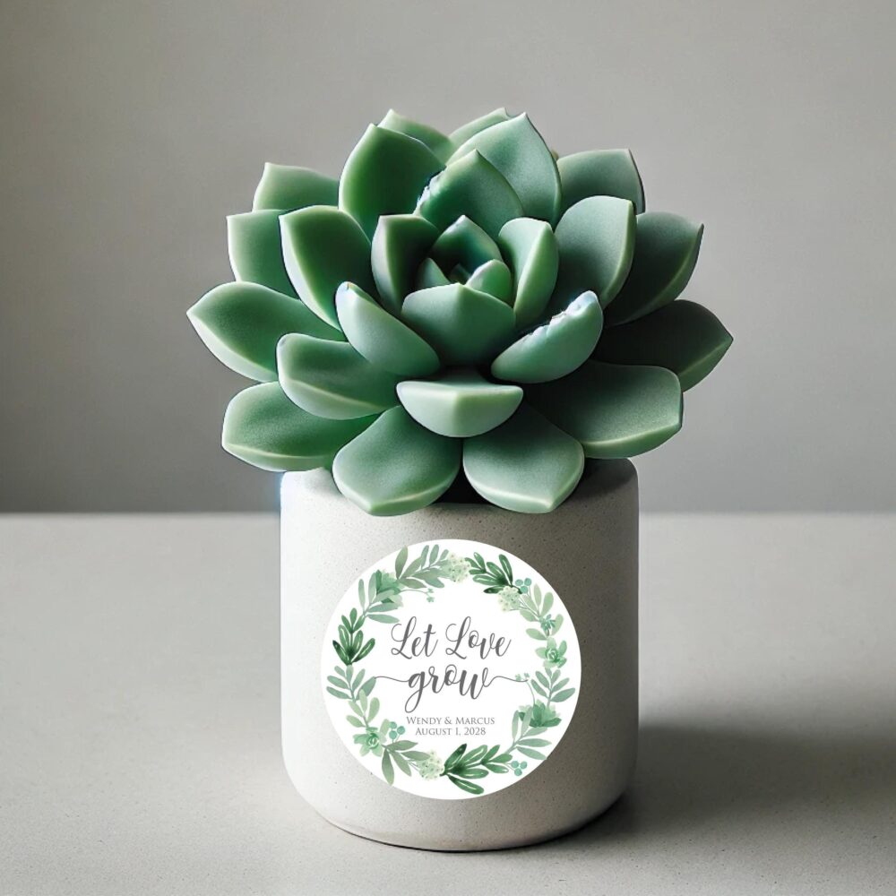 Let Love Grow Stickers - Succulent Wedding Favor Stickers, Greenery Botanical Tags, Wildflower Seed Packet Flower Favors