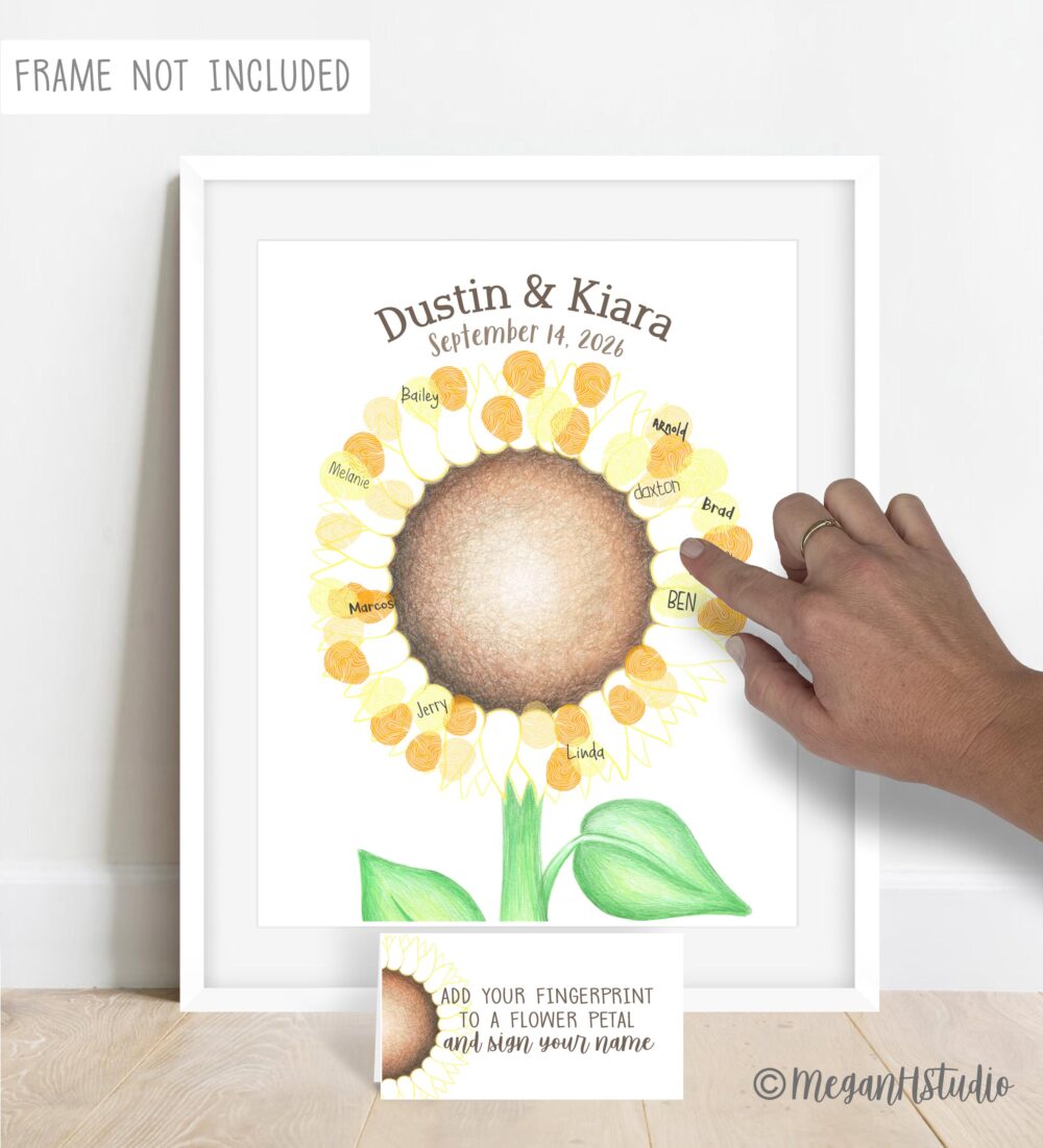 Sunflower Wedding Fingerprint Guestbook Alternative, Theme Tree, Fall Ideas, Ideas