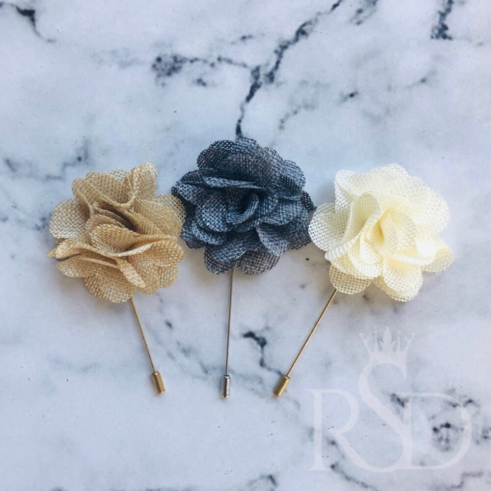 Boutonniere Burlap Rose Prom Pin For Rustic Wedding Suit Lapel Flower Chest Corsage