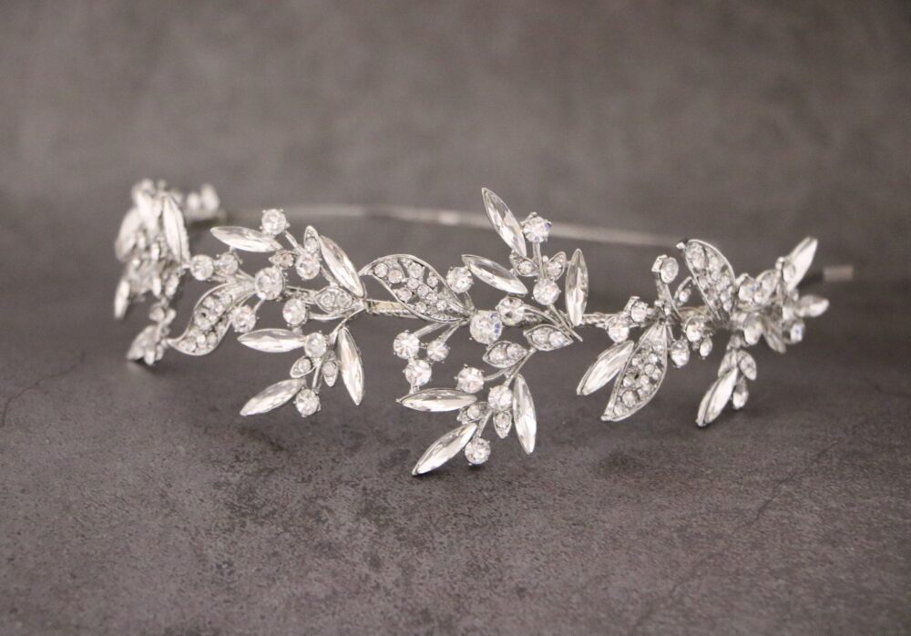 Rhinestone Wedding Headband Floral Bridal Hair Jewelry Tiara Headband Gold Tiara Crystal Rosegold