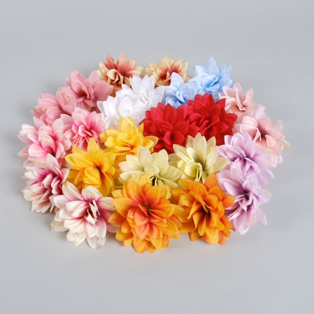 3"Silk Artificial Flowers 1-500Pcs Silk Dahlia Head Wedding Fake Flower Diy Wreath Making Party Decor Accessories