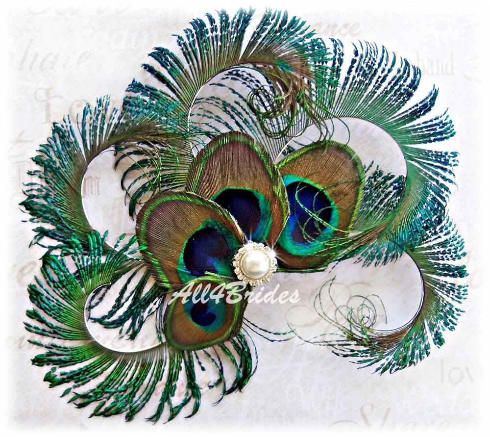 Peacock Feather Bridal Hair Clip, Wedding Fascinator