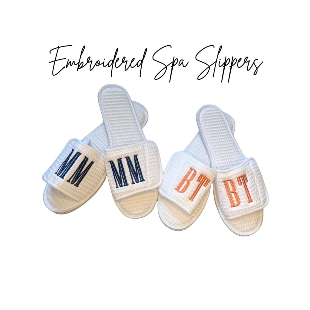 Personalized Waffle Weave Slippers ~ Adjustable Bride Bridesmaid Gift Wedding Favor
